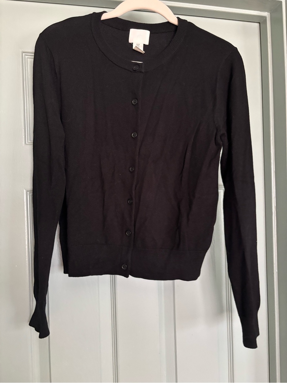 H&M Black Button-Front Women's Fine Knit Cardigan Size M